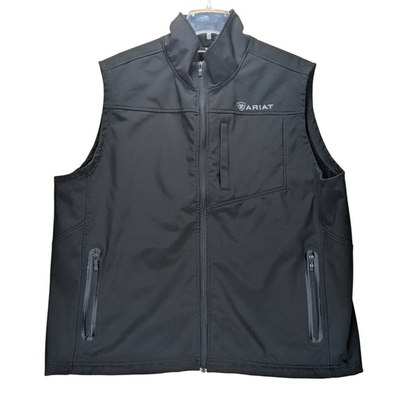 Ariat Logo Softshell Vest Full Zip Pockets Outdoor Workwear Black Men's 3XL? - Picture 1 of 8